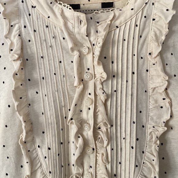 Anthropologie Ric Rac ruffle polka dot long sleeve short - Picture 4 of 11